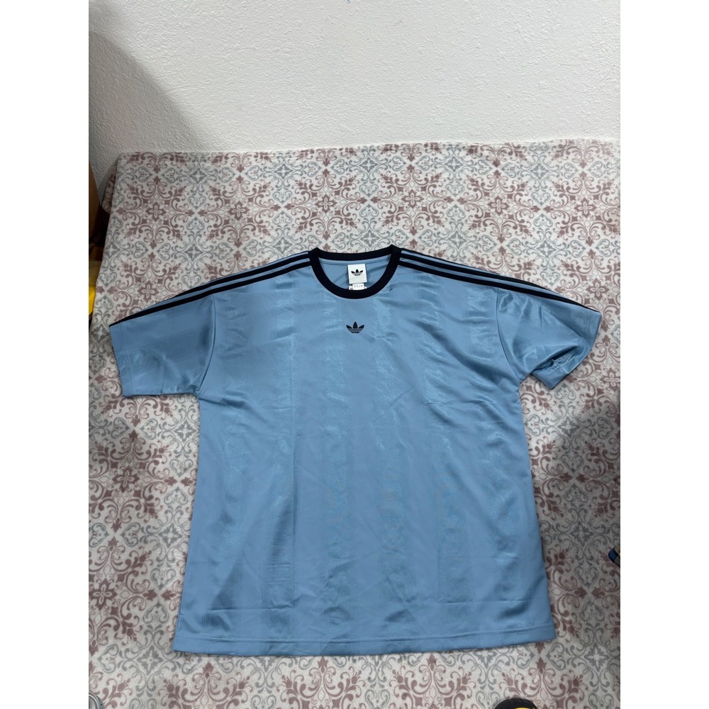 Adidas Originals Men XL Jacquard Jersey T-Shirt Ash Blue Black JW5879 New